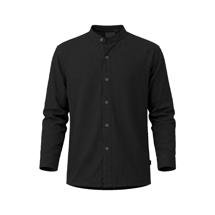 Mandarin collar long-sleeved gauze shirt
