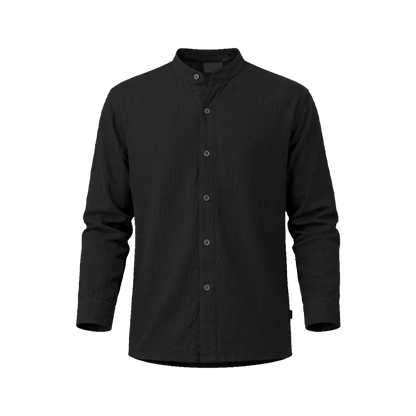 Mandarin collar long-sleeved gauze shirt