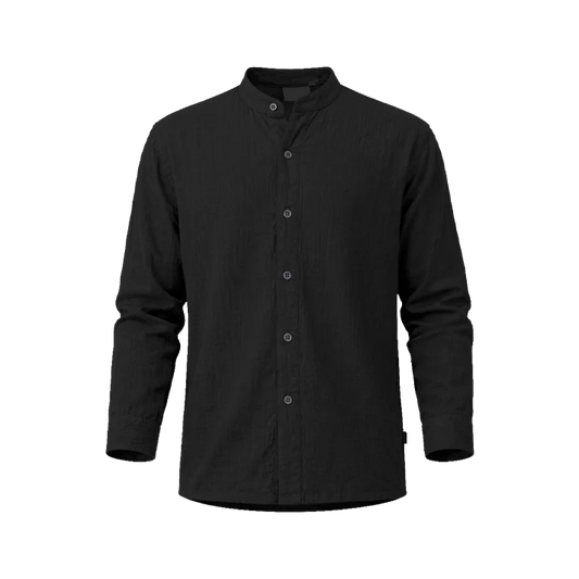 Mandarin collar long-sleeved gauze shirt