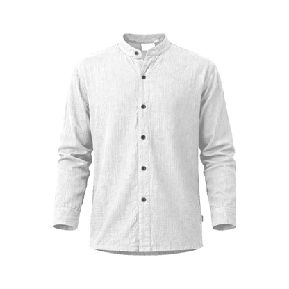 Mandarin collar long-sleeved gauze shirt