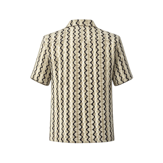 Hawaiian-style shirt with a large wave pattern