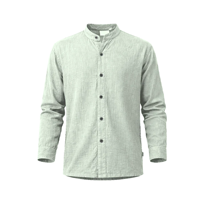 Mandarin collar long-sleeved gauze shirt