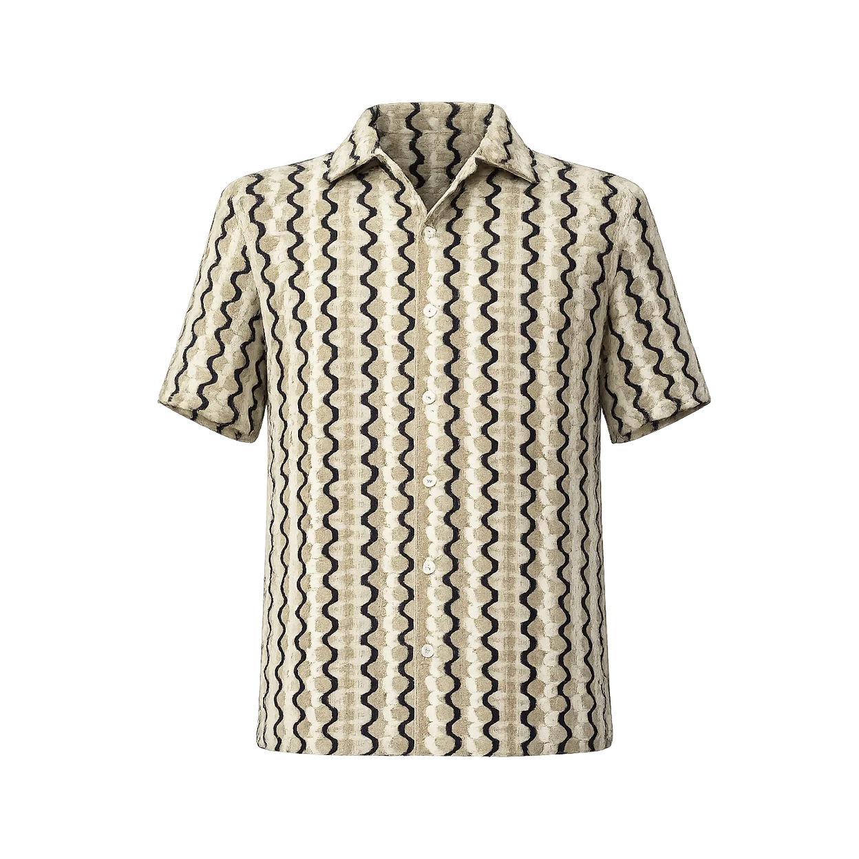Hawaiian-style shirt with a large wave pattern