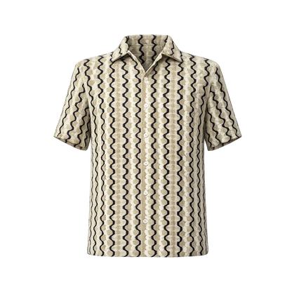 Hawaiian-style shirt with a large wave pattern