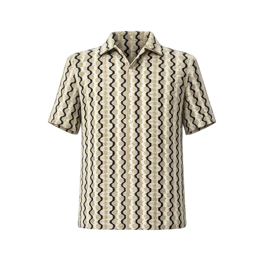 Hawaiian-style shirt with a large wave pattern