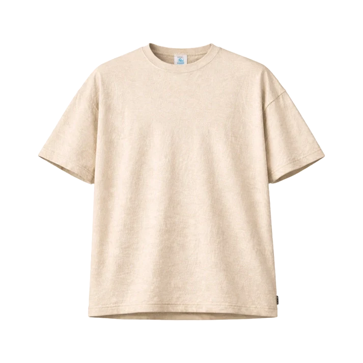 Oversized plain linen-cotton blend T-shirt