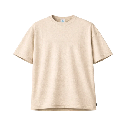 Oversized plain linen-cotton blend T-shirt