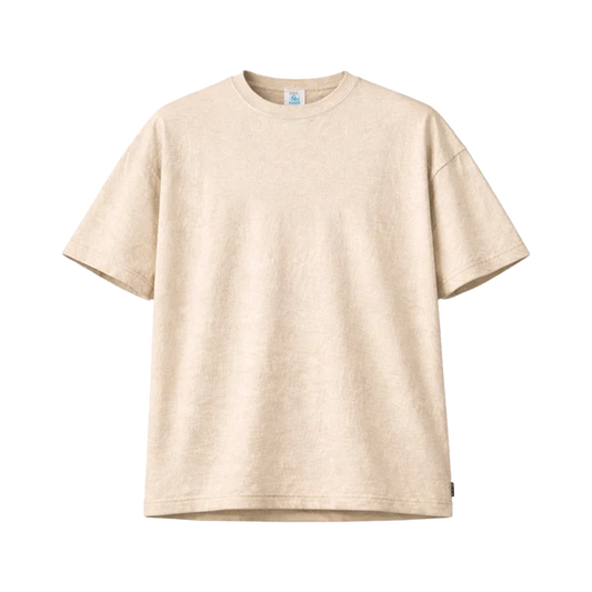 Oversized plain linen-cotton blend T-shirt