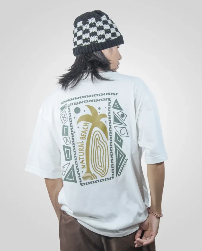 T Shirt Mens Oversize Cotton Natural Beach - Image 2