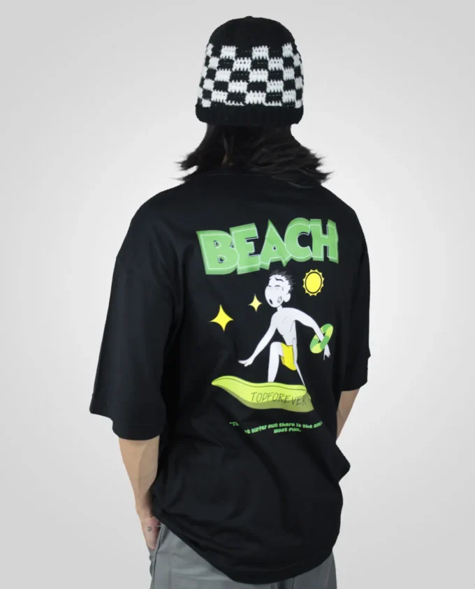 T Shirt Mens Oversize Cotton Surfboard Pattern - Image 2