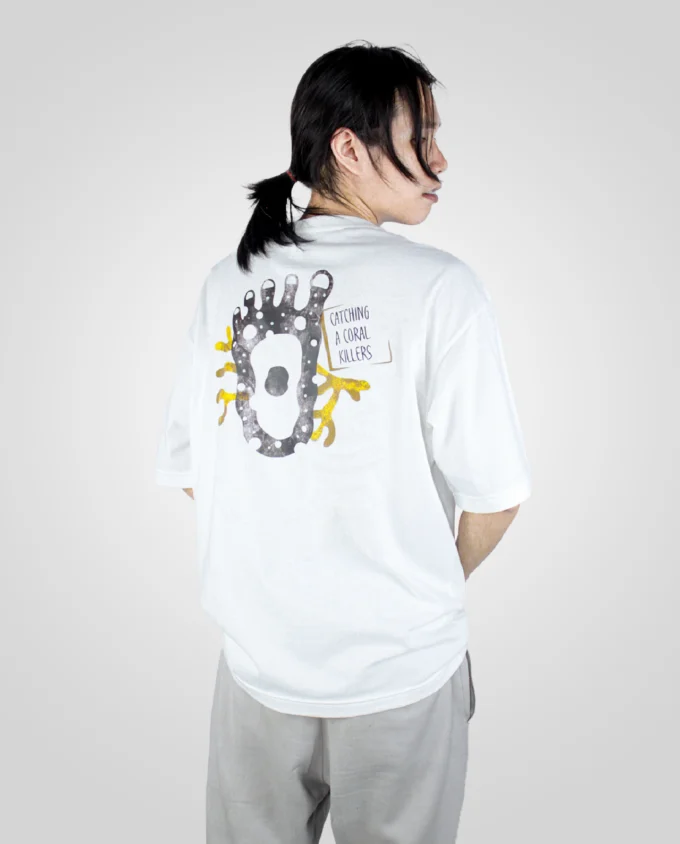 T Shirt Mens Oversize Cotton Catcging Coral - Image 2