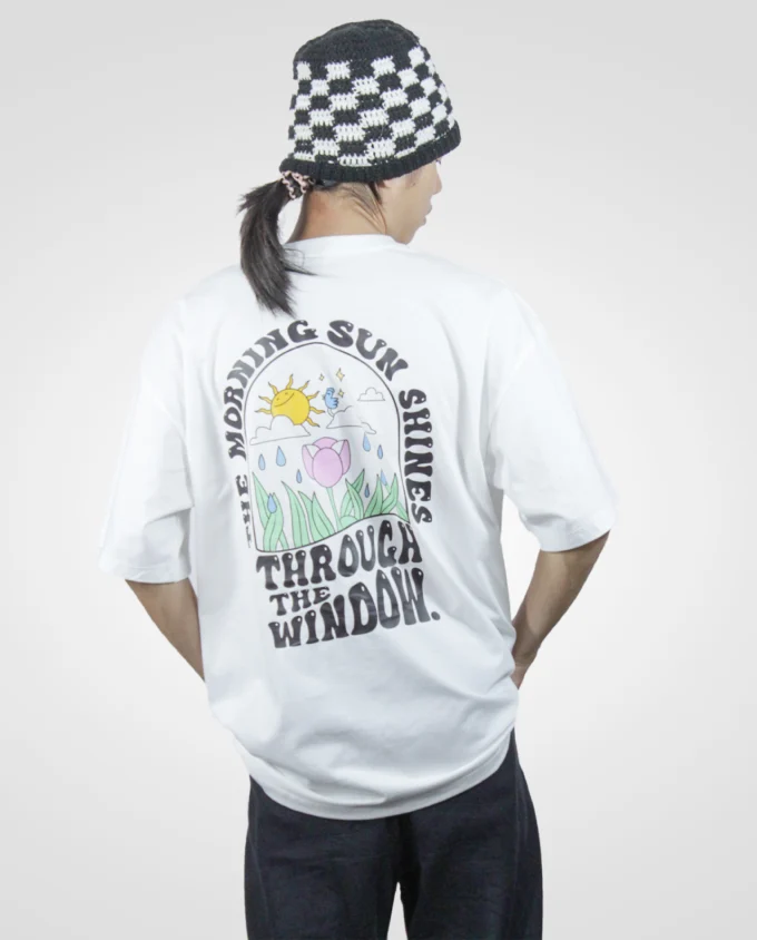 T Shirt Mens Oversize Cotton Morning sun shines - Image 2