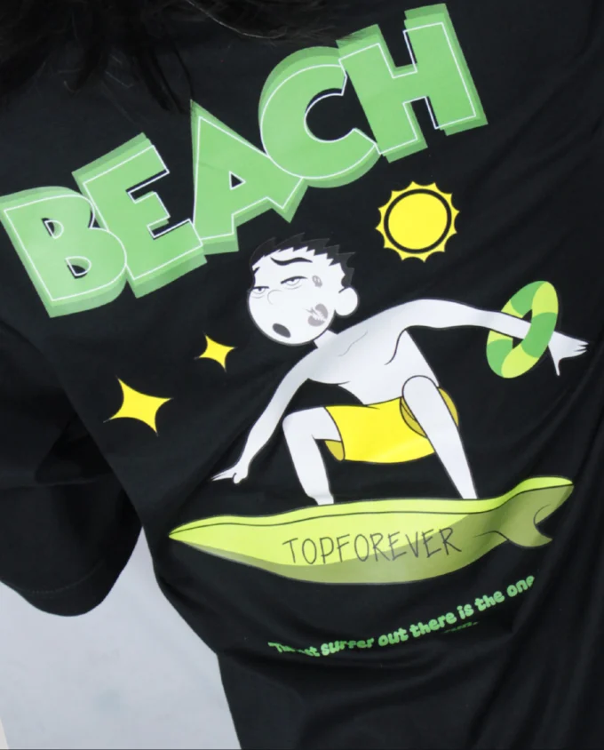 T Shirt Mens Oversize Cotton Surfboard Pattern - Image 4