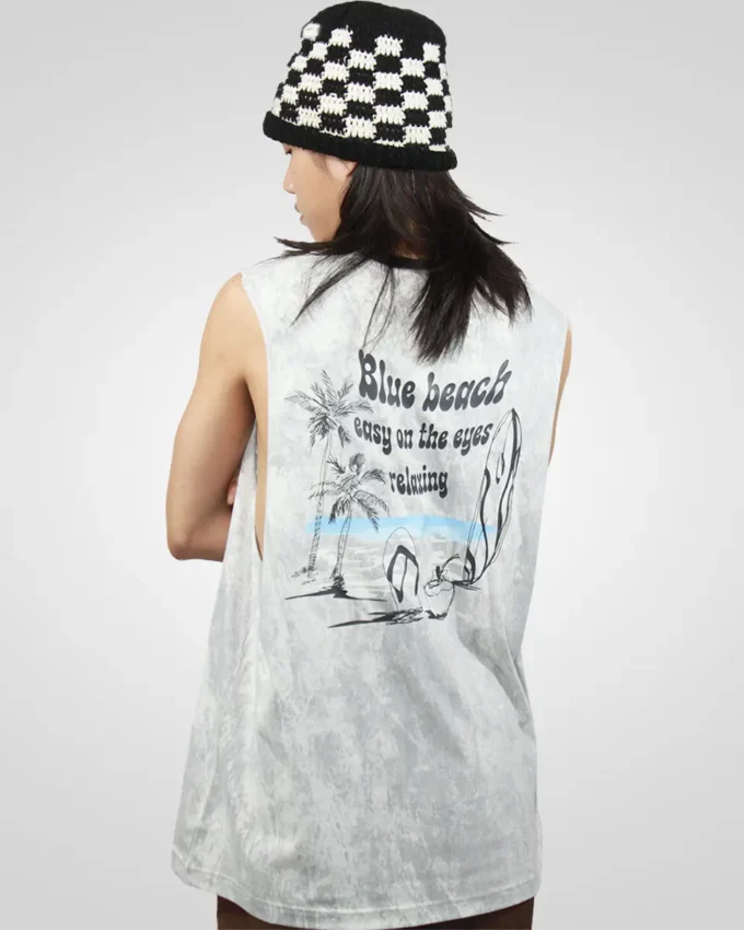 Tank Top Men's Bleached Blue Beach - Image 2
