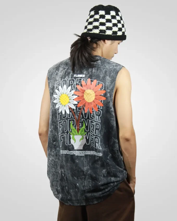 Tank Top Men's Bleached Flower Wear - Image 2