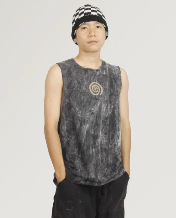 Relax Your Mind Tank Top Black Acid Wash