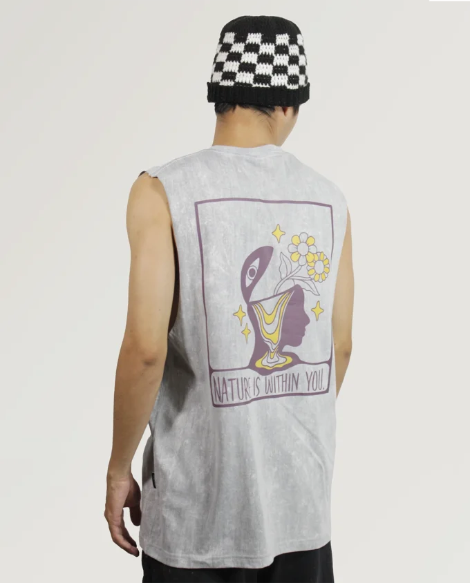 Natureis Within You Tank Top Grey Cotton - Image 2