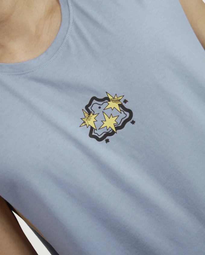 The Sun Tank Top Light Blue Cotton - Image 3