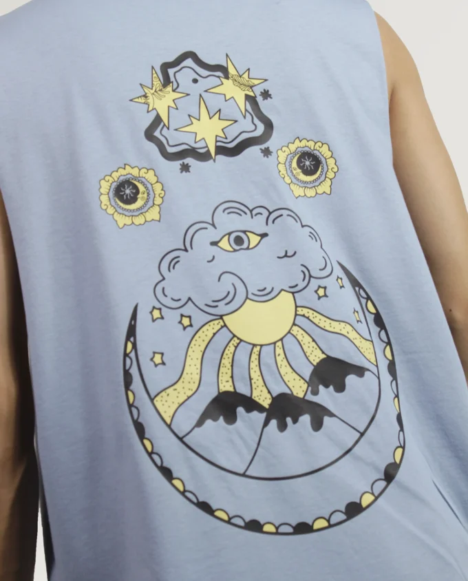 The Sun Tank Top Light Blue Cotton - Image 4