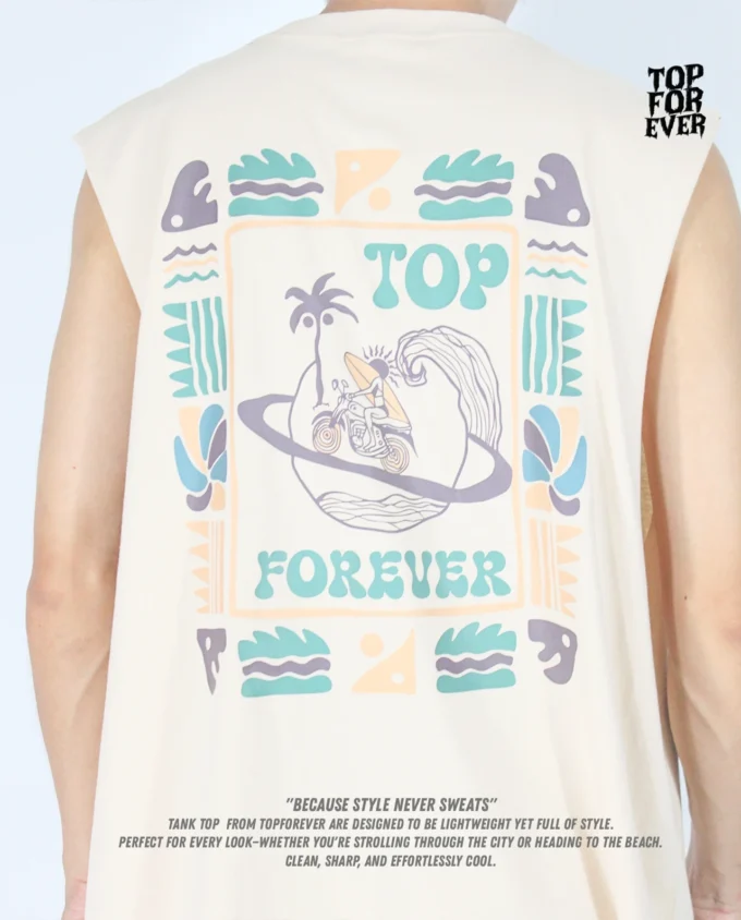 Ride The Wave Tank Top Cream Cotton