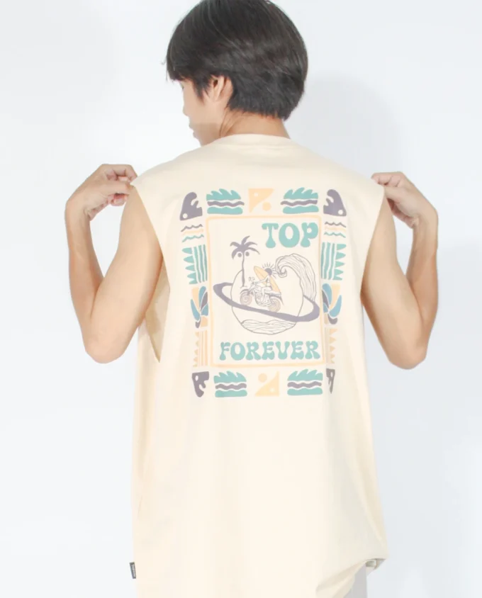 Ride The Wave Tank Top Cream Cotton - Image 4