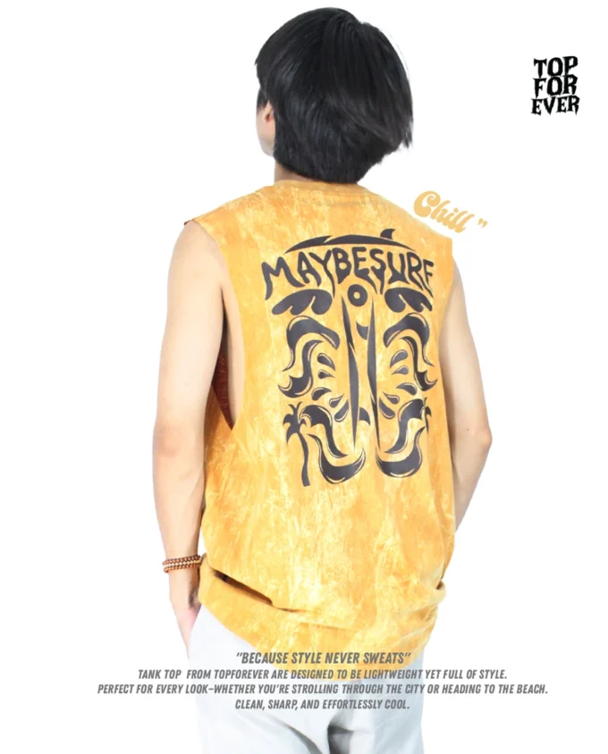 Maybe Sure Tank Top Yellow Acid Wash - Image 4
