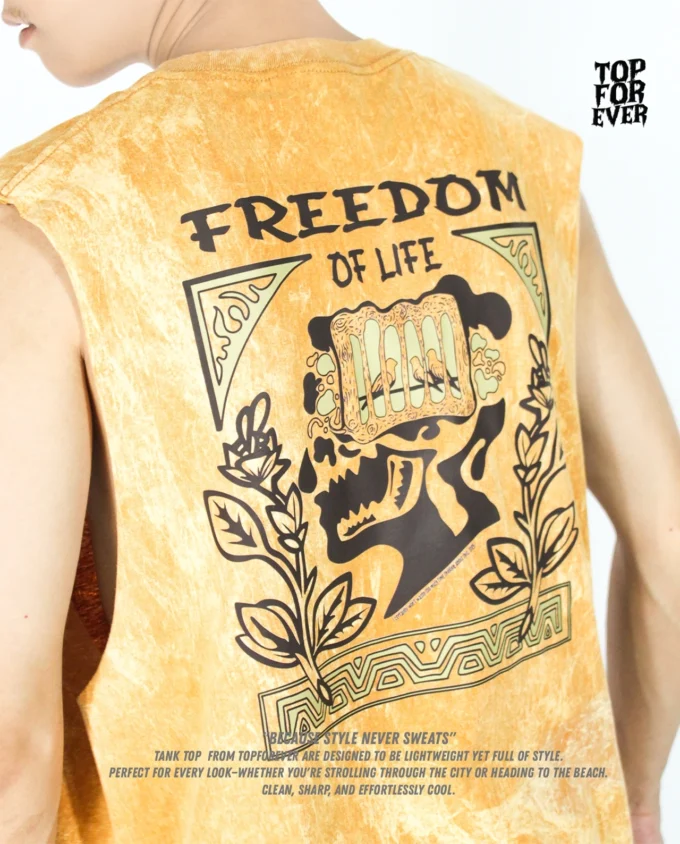 Freedom Tank Top Yellow Acid Wash - Image 4