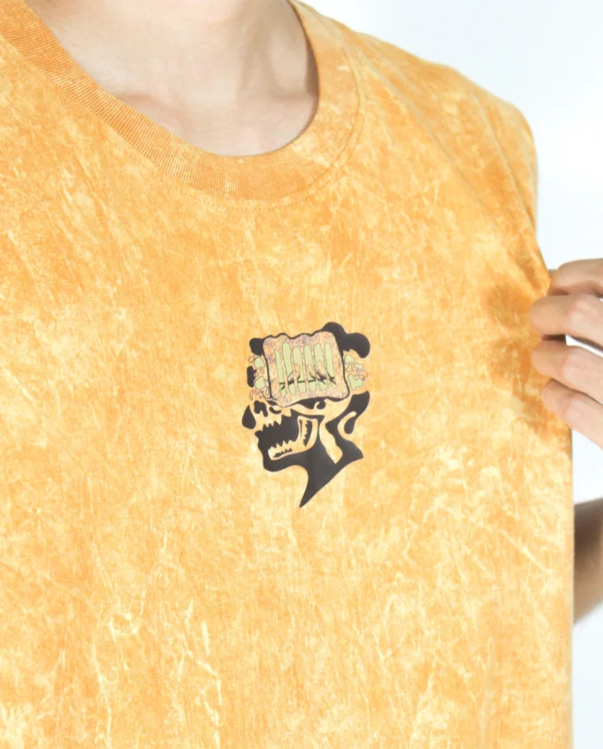 Freedom Tank Top Yellow Acid Wash