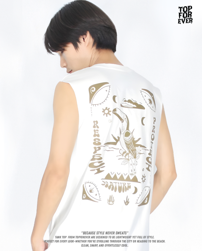 Respect x Protect Tank Top White Cotton
