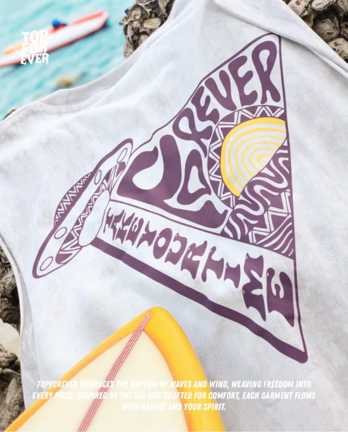 Wander & Wave Tank Top Grey Acid Wash