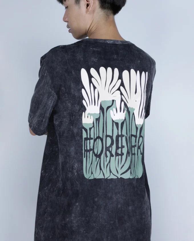 Jungle Echo T Shirt Black Acid Wash - Image 3