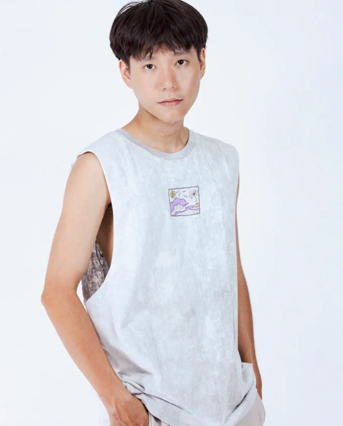 Sea Breeze Series Tank Top Grey Acid Wash - Image 2