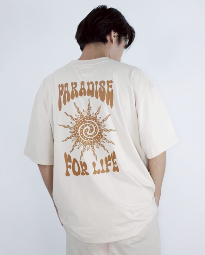 Paradise for life T Shirt Oversize Cream Cotton