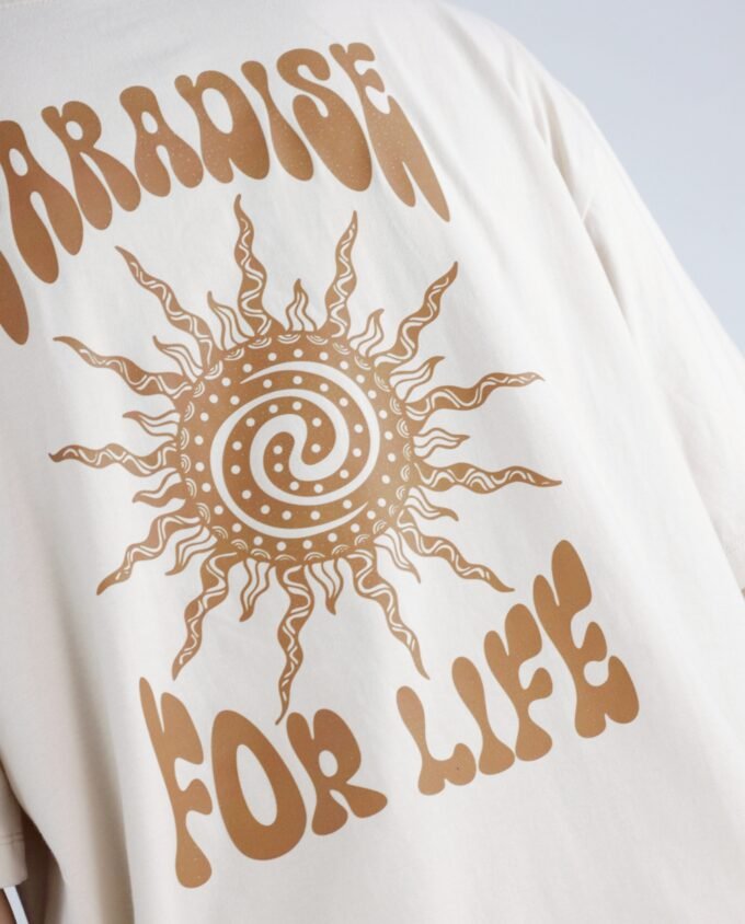 Paradise for life T Shirt Oversize Cream Cotton