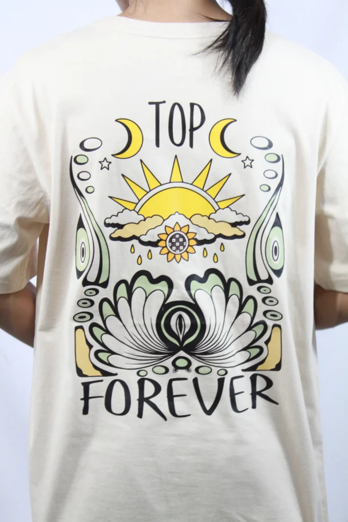 World is beautiful — Men's Oversized Long Sleeve T-Shirt Cream Cotton - Image 4
