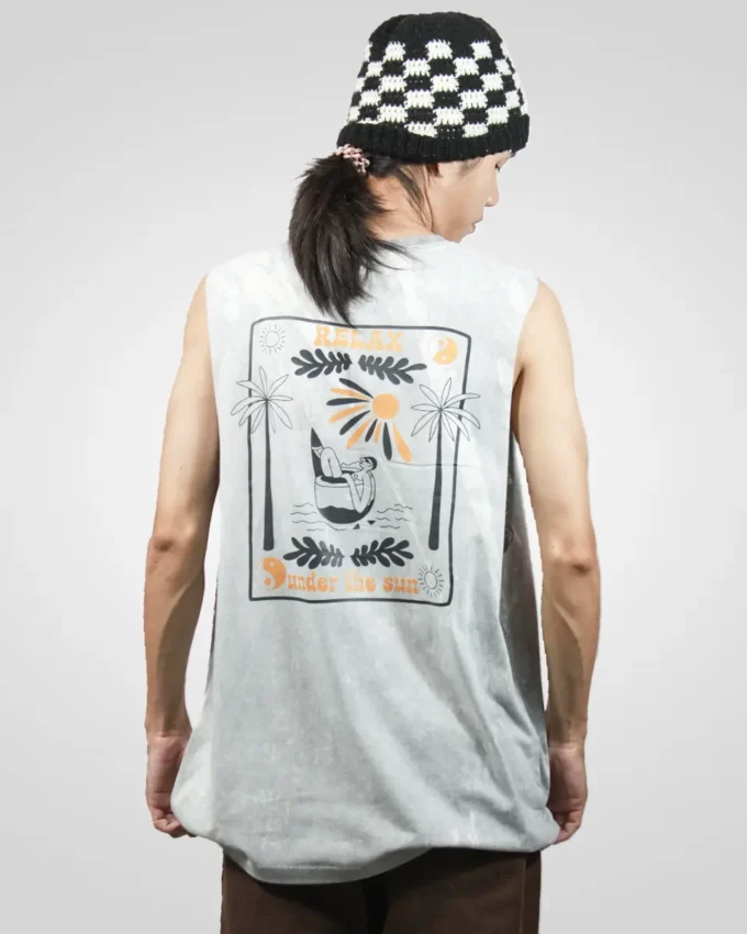 Relax sun — Men's Sleeveless Tank Top Acid Wash - Image 2