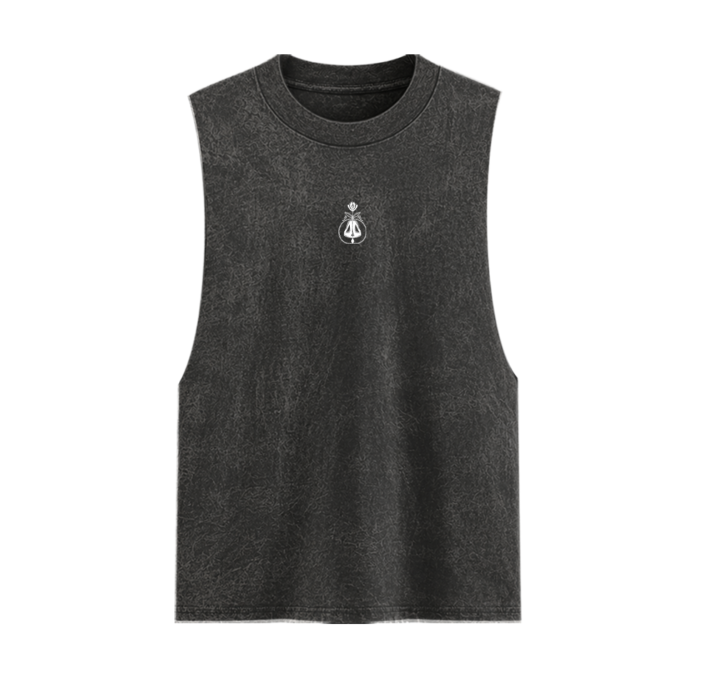 Abundant Unisex Acid Wash Graphic Tank Top Front