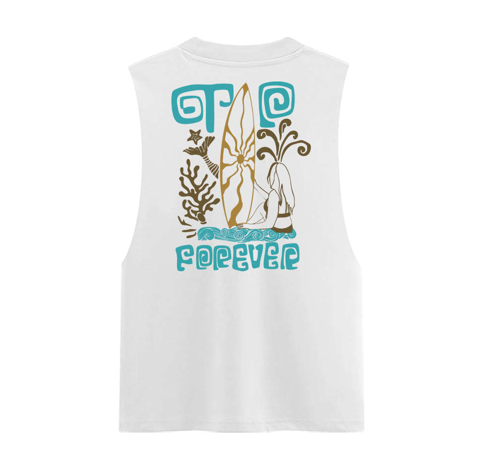 Blue Tide Unisex Cotton Graphic Tank Top Back