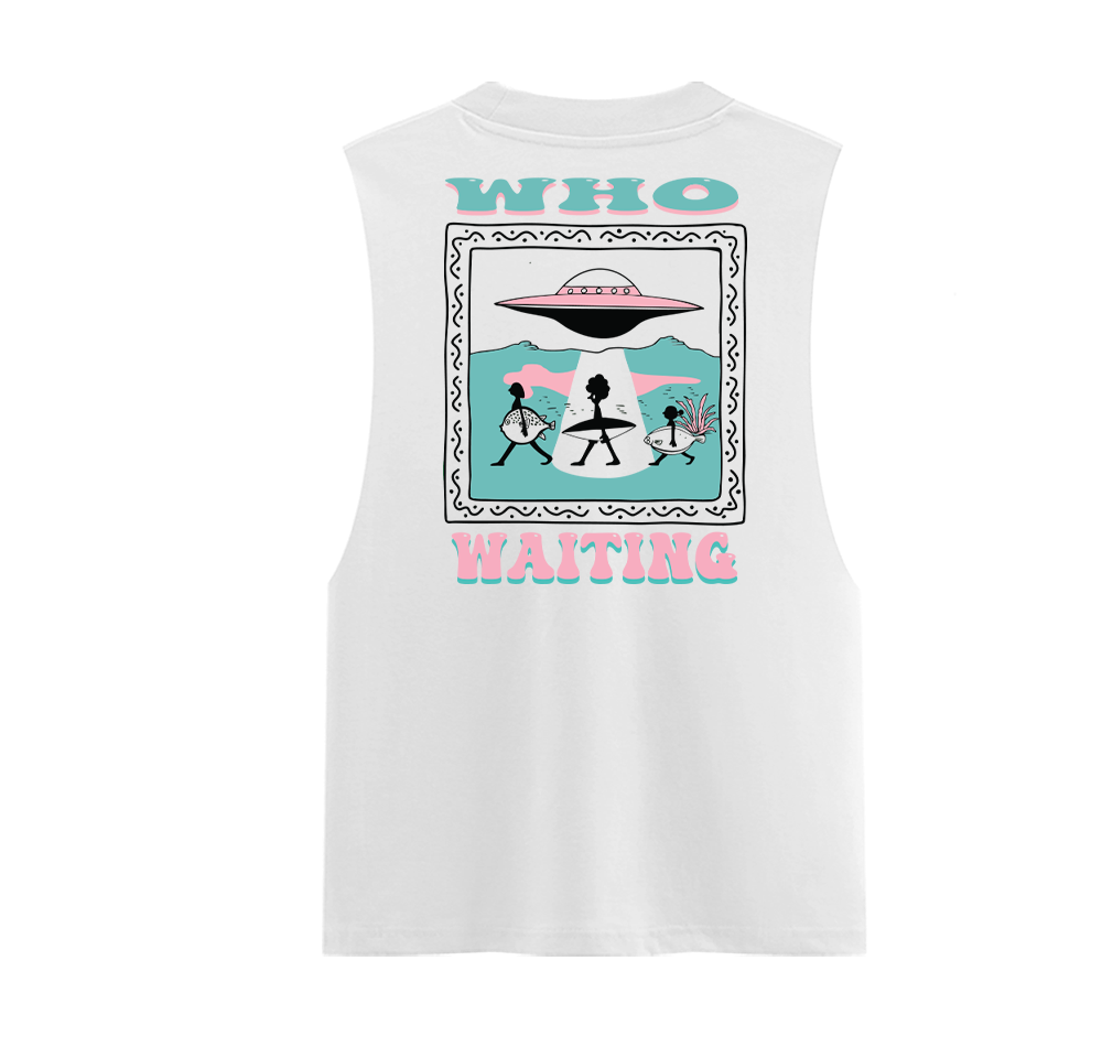 Cosmic Surf Unisex Cotton Graphic Tank Top Back
