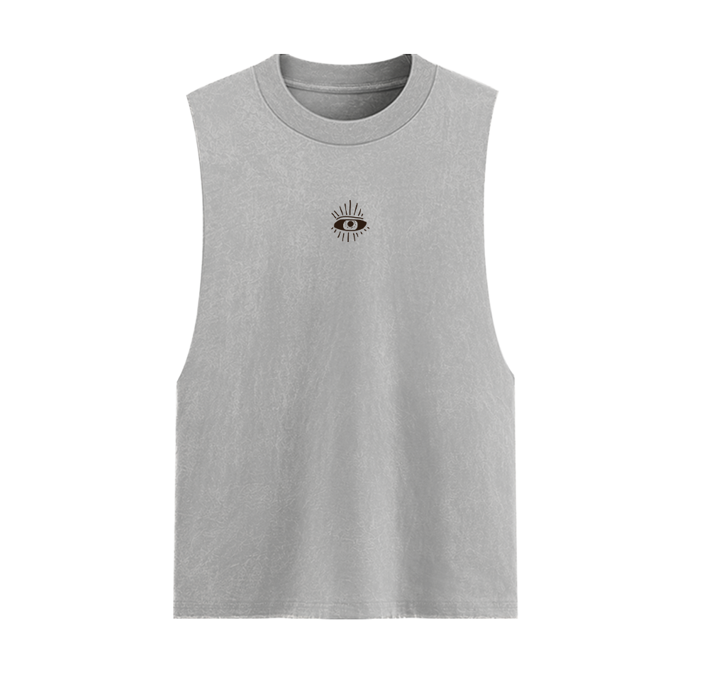 Desert Vision Unisex Acid Wash Graphic Tank Top Front