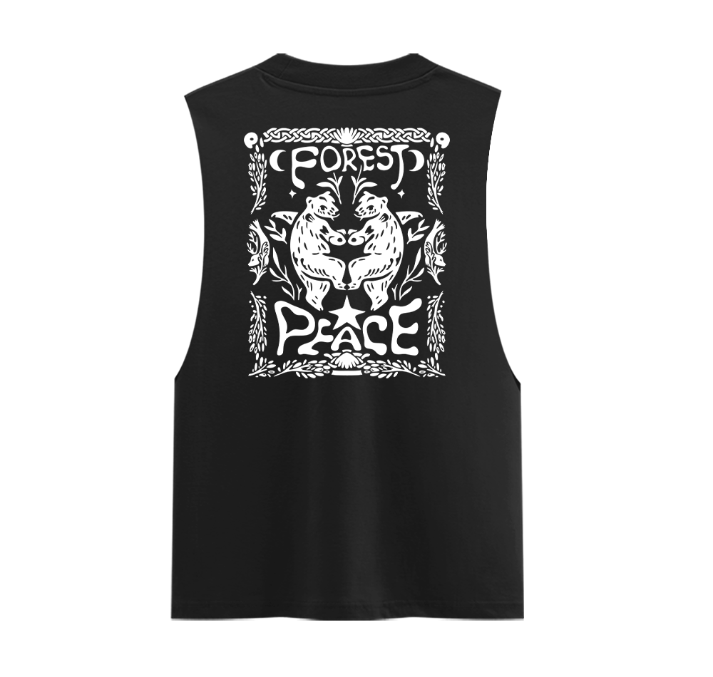 Forest Peace Unisex Cotton Graphic Tank Top Back