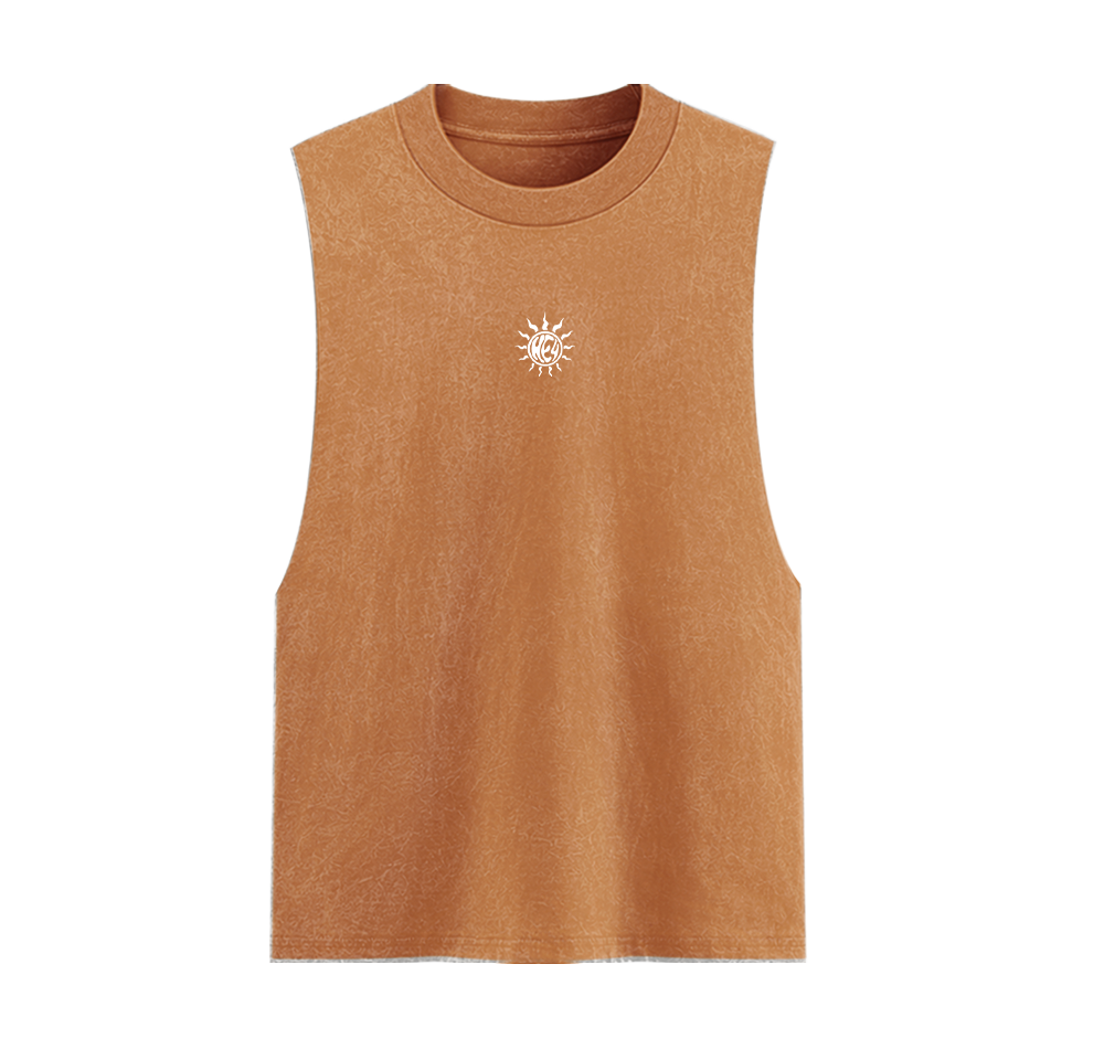 Ocean Friends Unisex Acid Wash Graphic Tank Top Front