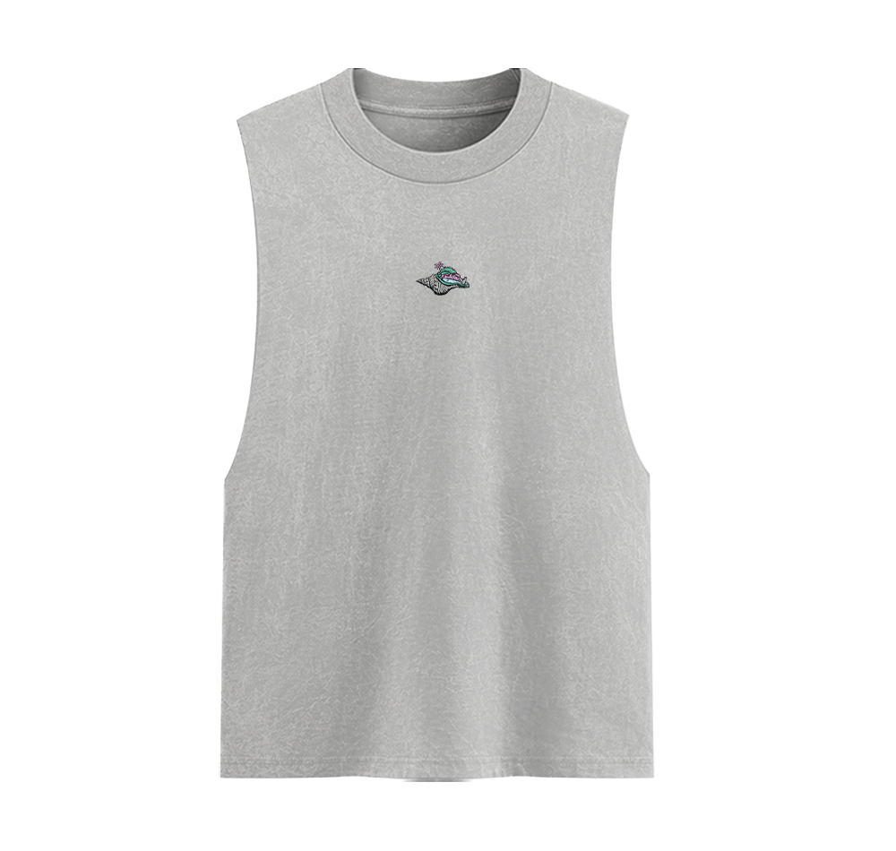 Ocean Shell Unisex Acid Wash Graphic Tank Top Front