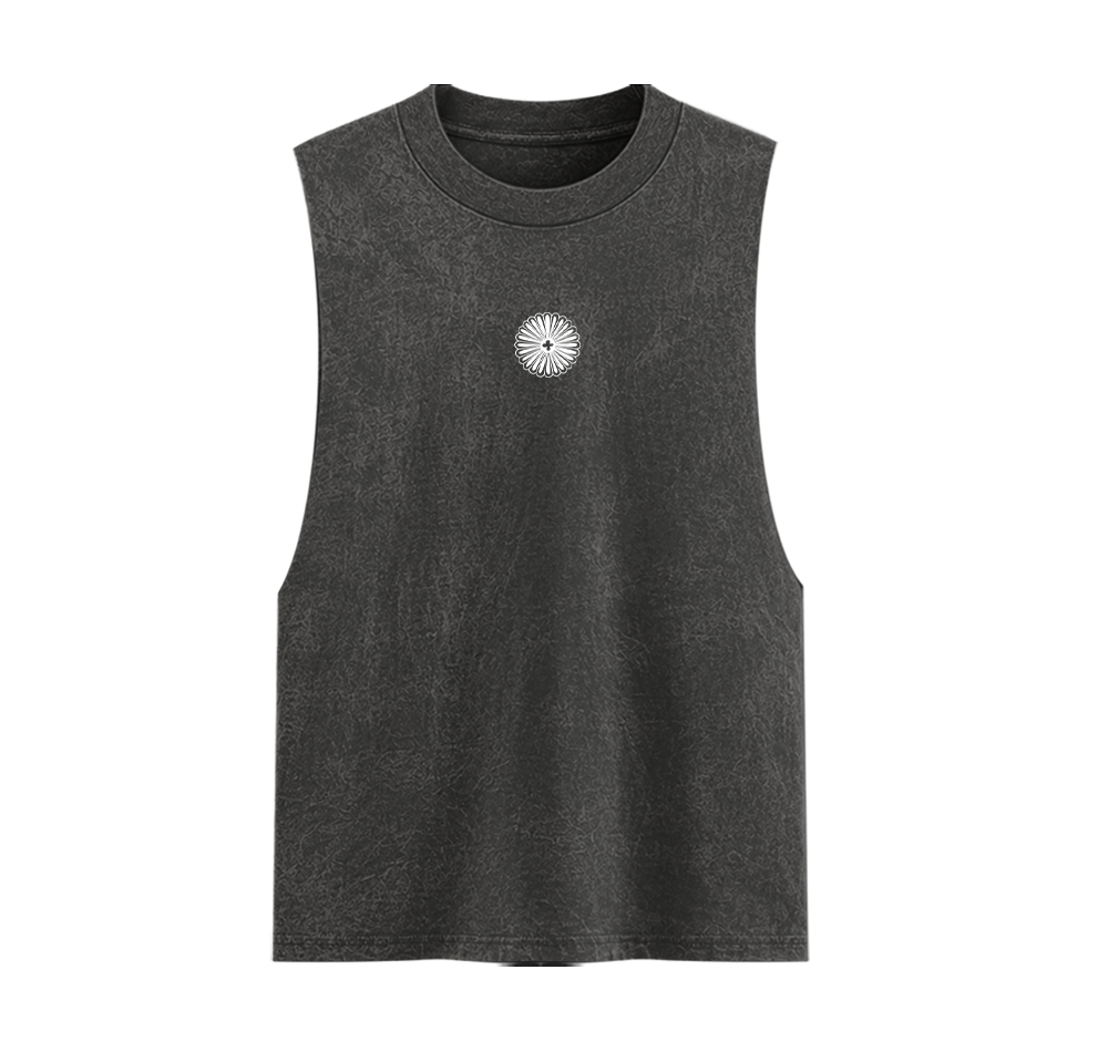 Sun Circle Unisex Acid Wash Graphic Tank Top Front