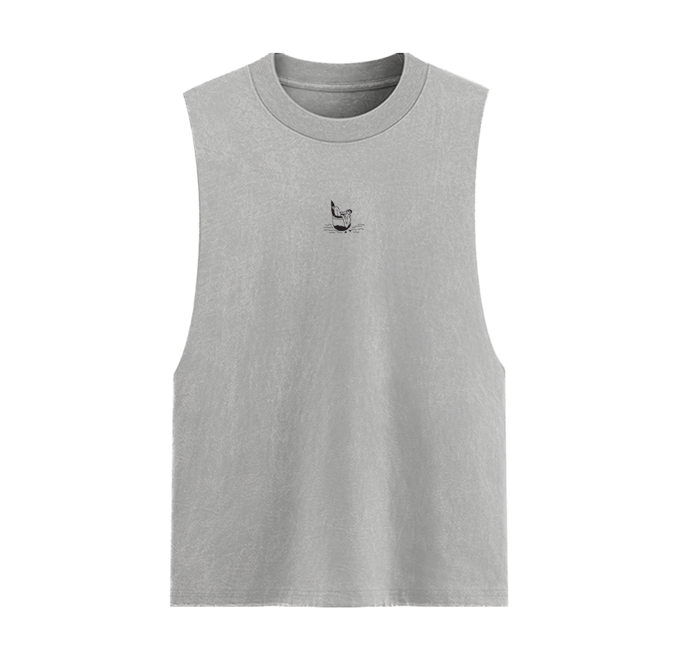 Under Sun Unisex Acid Wash Graphic Tank Top Front